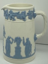 Wedgwood of Etruria & Barlaston Embossed Queen's Ware 4 3/4" Pitcher Cream/Blue