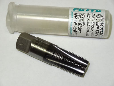 LMT-FETTE 3/8''-18 NPTF 5 Straight Flutes C-Chamfer HSS Pipe Tap AL2-Plus 1402784