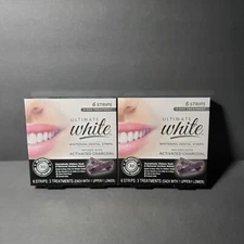 Ultimate White Whitening Dental Strips With Activated Charcoal 6 Strips 2 Boxes