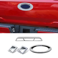 ✅Chrome Rear 3rd Brake License Plate Light Logo Cover Trim Kit For Ford F150 21+