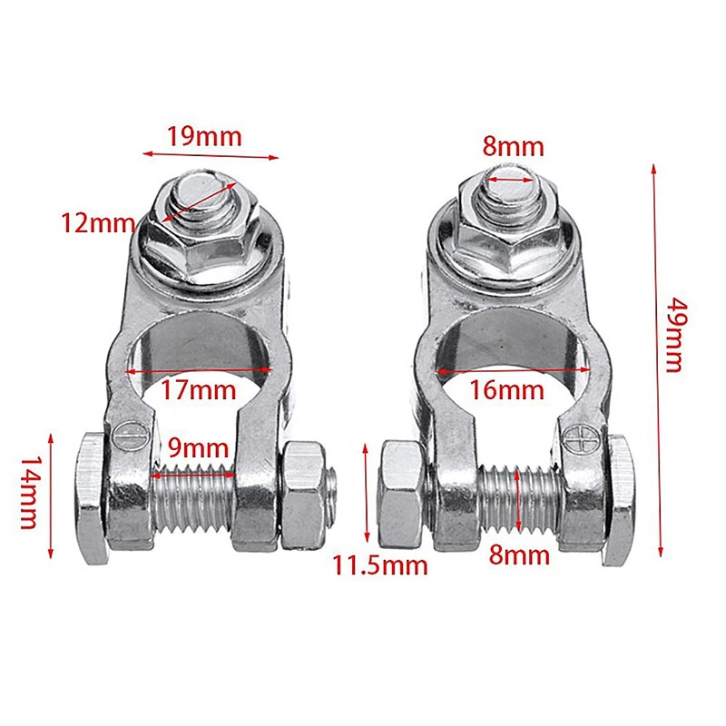 2x 16-18mm Coche Repuesto Batería Conector Terminal Abrazaderas Clips Universal Foto 4 de 4