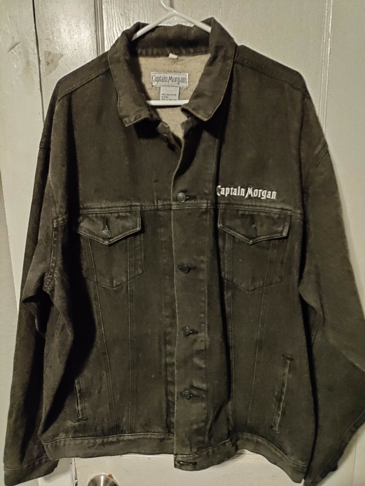 Captain Men's Vintage Black Denim Jacket Size … Gem