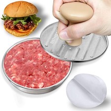 Prensa para hamburguesas, prensa para hamburguesas de acero inoxidable de 5”, antiadherente...