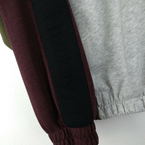 Hurley Sweatshirt Medium Maroon Gray Colorblock Cropped Pullover Baggy Top - Picture 7 of 8