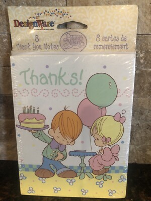 8 New Precious Moments Birthday Thank You Cards & Envelopes. NIP. Designware