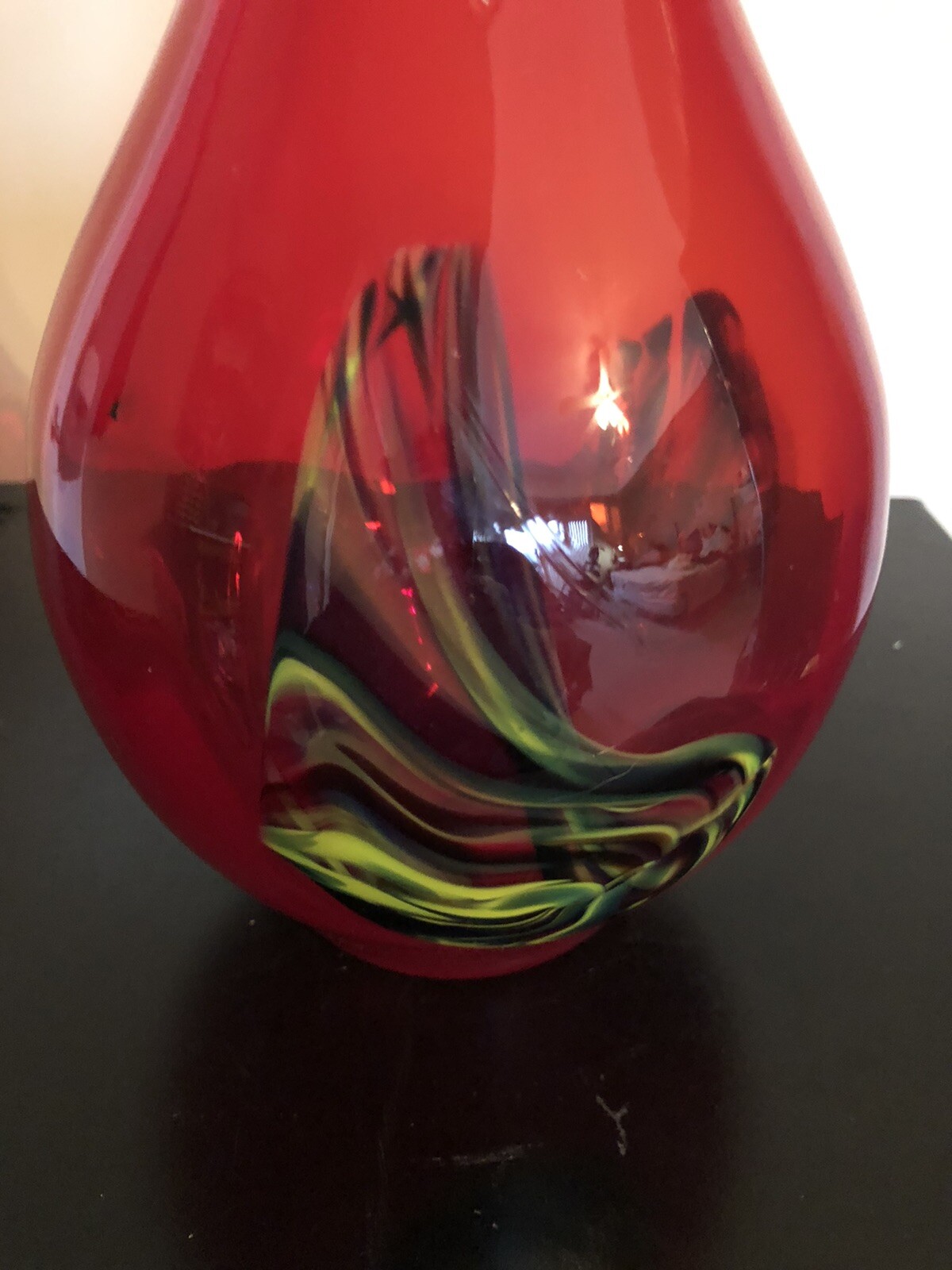pier 1 red glass vase 14” with multicolor swirls eBay