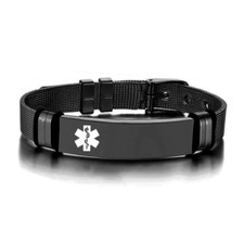 Medical Alert Bracelet Silicone Wristband Diabetes Epilepsy Stainless Steel