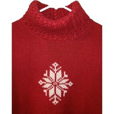 Ralph Lauren Handknit Sweater Medium Snowflake Winter Chunky Turtleneck Vintage