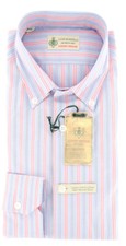 Luigi Borrelli Light Blue Striped Shirt - Extra Slim - 15.75/40 - GB8292