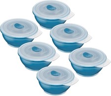 Collapse-it 6-Pc Silicone Food Storage Containers 1.5-Cup Blue Round Set Kitchen