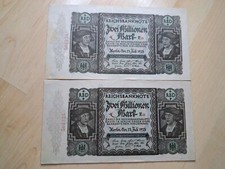 2 Million Reichsmark Reichsbanknote Berlin Hyperinflation Germany 1923