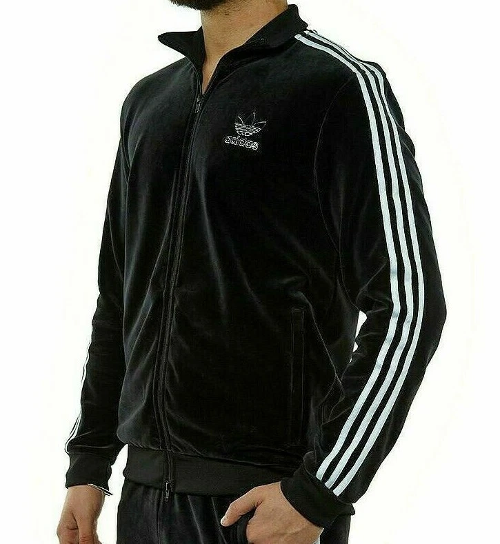 XXL adidas Originals Men&#039;s VELOUR TRACK JACKET BLACK LAST1 | eBay