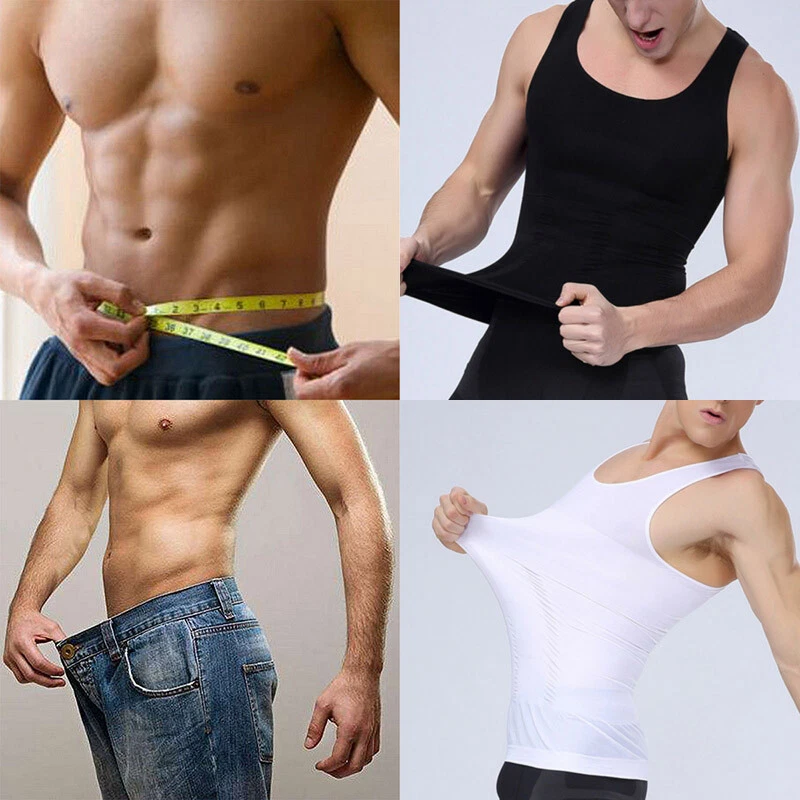 Mens Body Shaper Slimming Shirt Compression Vest Elastic Slim Shapewear Tank Top - Image 2 of 4