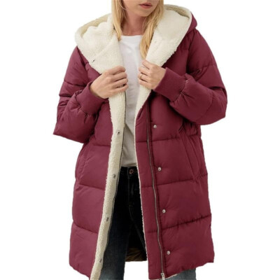 Women's Winter Puffer Coat Thickened Jacket Fleece Lined Zip Puffer Jacket