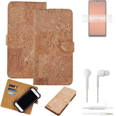 FÜR Sony Xperia Ace III + EARPHONES HÜLLE TASCHE KORK CORK ETTUI SCHUTZ COVER