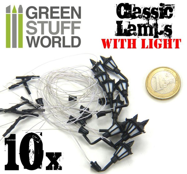 10x Farolas Clasicas PARED con Luces LED modelismo infinity trenes escenografia