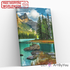 Paint By Numbers Kit Mountain Nature Abstract Art Canvas Kids Home Draw Wall DIY