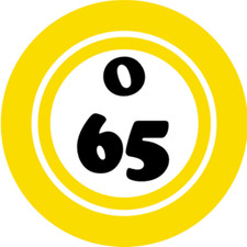 O 65 O65 Bingo Ball - 3 Inch Circle Sticker 3" x 3" - Hobby Number Board Lucky
