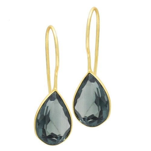 London BT Dangle Earring, Gemstone Earring, Brass Gold Jewelry, Gifts For Mom - Picture 4 of 5