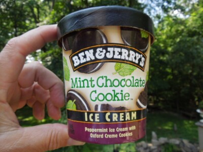 Vintage Ben & Jerry s Mint Chocolate Cookie Ice Cream Pint Empty Container 2005