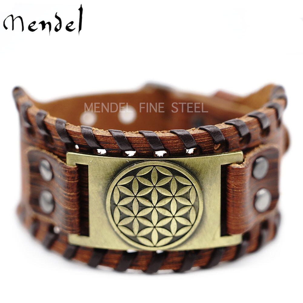 Bracciale Energia MENDEL In Pelle E Rame - Fiore Della Vita, Geometria Sacra, Regolabile
