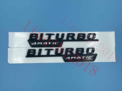 Gloss Black ''BITURBO 4 MATIC'' Letters Trunk Embl Badge Sticker for Mercedes Benz