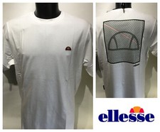 Image of ellesse Men's White T-Shirt Logo Tee Sports Cotton Retro T Top XXL Size NEW