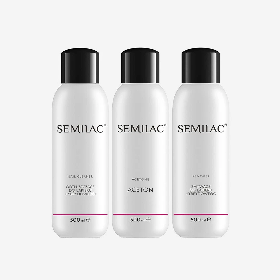Semilac Hybrid Manicure Nail Polish Soak off Gel UV/LED Cleaner Aceton Remover