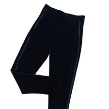 Spanx S Black Track Legging Jogger Pants Crop Stretch Double Racing Stripes