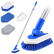 Shower Cleaning Brush With Locking Head 3 In 1 Tub Tile Scrubber Brush With 50''