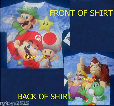 Super Mario Two Sided t-shirt size 14-16 XL New Child Luigi Yoshi Donkey Kong