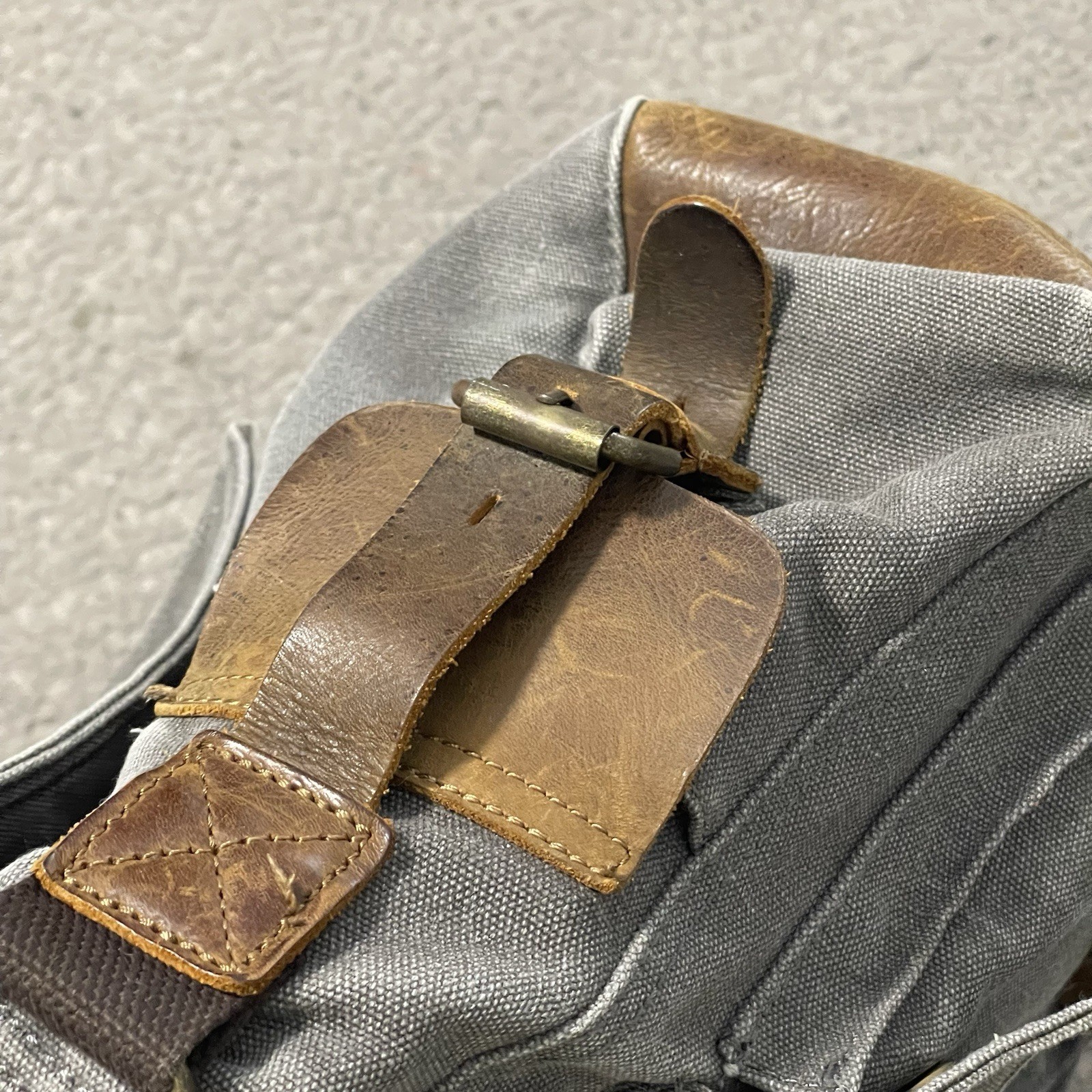 Lifewit Messenger Bag Gray Canvas Brown Leather Satchel Cross Body Shoulder