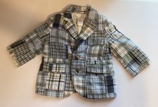Janie Jack Boys Blazer Blue Green Size 6 To 12 Months Patchwork Plaid Classic