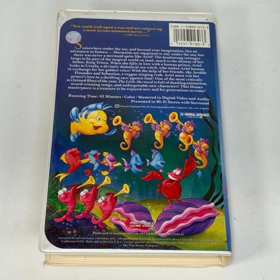 The Little Mermaid VHS 1989 OOP Original Banned Cover Black Diamond Edition - Image 3 of 4