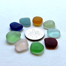 Surf Tumbled Sea Glass   Jewelry Quality   9 Pieces Including Rare Red  Cobalt