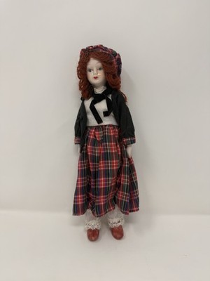 Danbury Mint 9  Tall Porcelain Doll w/ Red Hair And Flannel