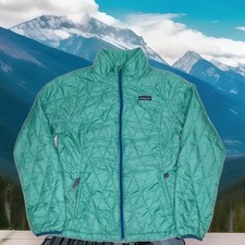 Patagonia Girls Nano Puff Winter Puffer Jacket Youth Sz XL 14 16 Turquoise Green