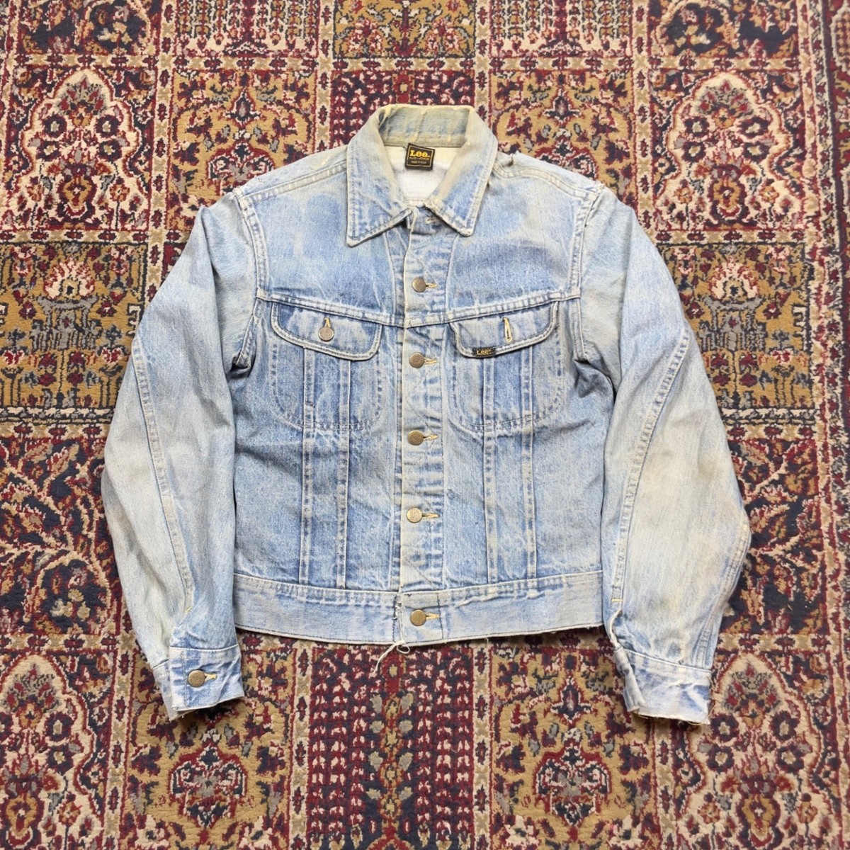 VTG 70s Lee Riders 101-J Cowboy Denim Jacket USA Faded Distressed