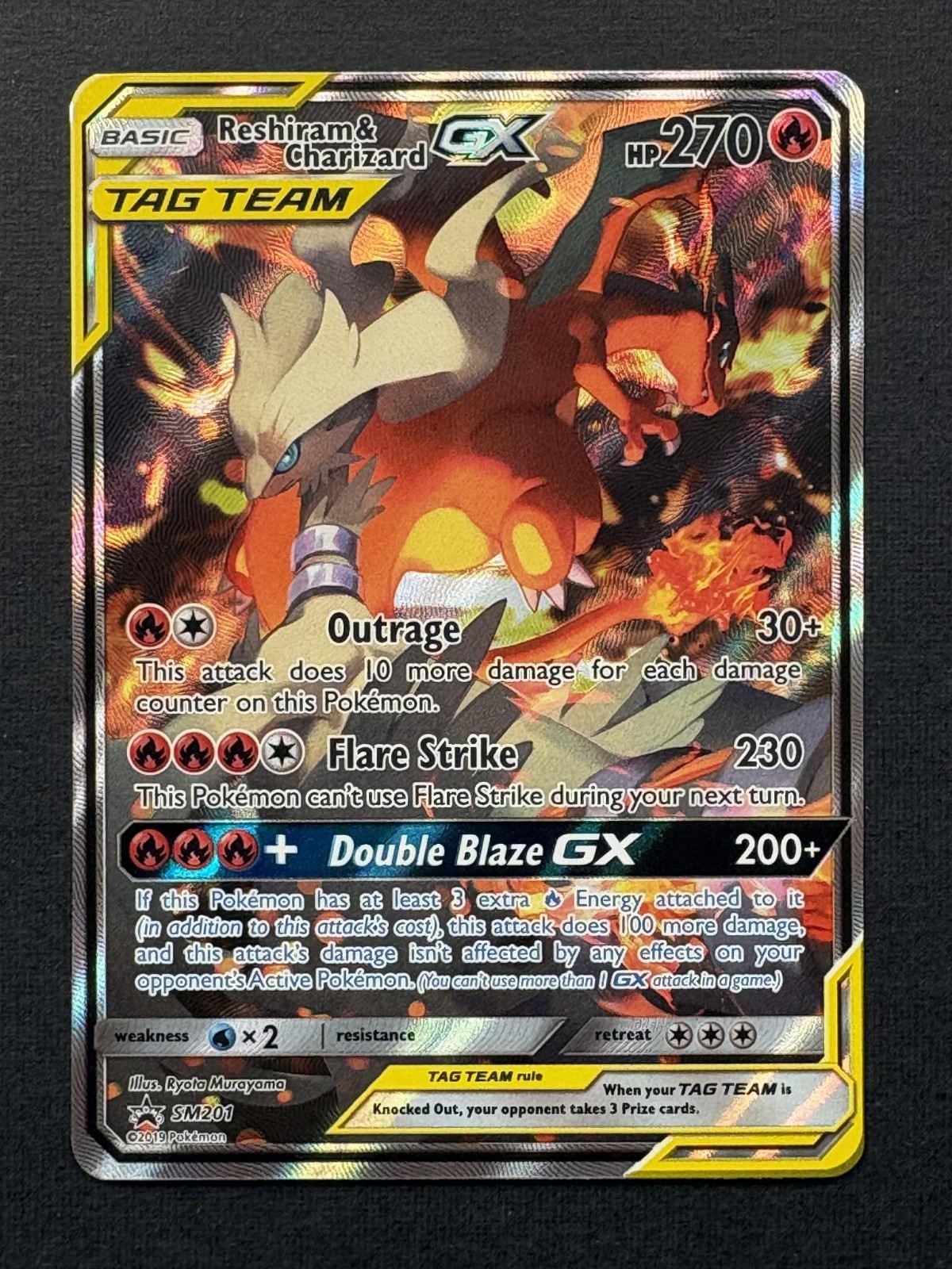 2019 Pokemon Sun & Moon Promo - Reshiram & Charizard GX #201 M/NM