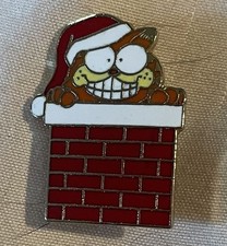 Jim DAVIS, GARFIELD Goes Down the Chimney, Świąteczna przypinka kolekcjonerska ©1978 UFS