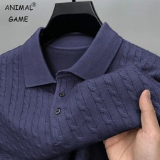 Mens V-ne Knitted Pullover Sweaters Cable Woolen Button Sweater Slim Long Slee