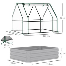 Raised Garden Bed With Greenhouse Cover Metal Planter Box Outdoor Vegetable Grow
