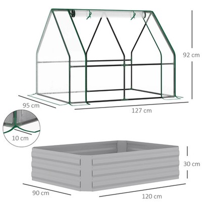 Hochbeet Garten mit Gewächshausabdeckung Metall Pflanzkasten Outdoor Gemüse Grow