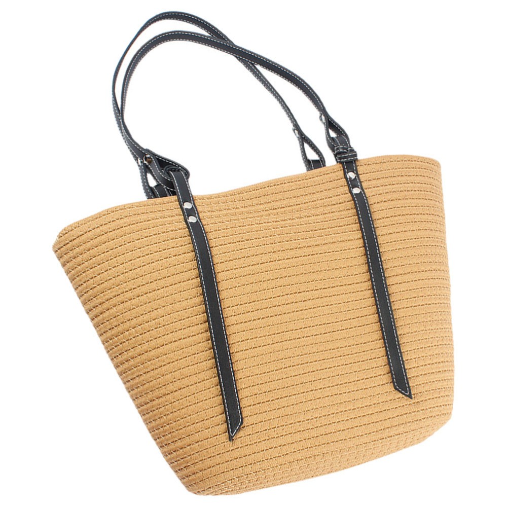 Spacious Woven Tote Bag with Shoulder Strap for Beach