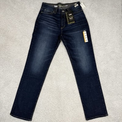 Lee Extreme Motion MVP NWT MEN'S JEANS Relaxed Straight 34x34 Dark Wash Andover