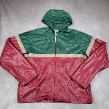 Vintage Izod Lacoste Jacket Mens Medium Red Colorblock Hooded Windbreaker 80s