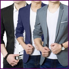 Men Blazers Slim Autumn Suit Business Formal Party Male Suit One Button Lapel.
