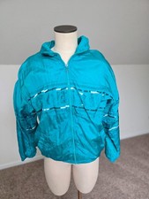Vintage 90s Teal Nylon Windbreaker Jacket Size Large