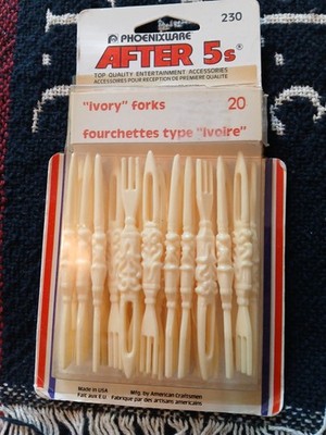 Phoenixware After 5s ''Ivory''-Plastic-20 Appetizer Forks 20 In Unopened Vtg Box 