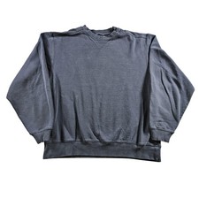L.L. Bean Sweatshirt Mens Large Blue Fleece Crewneck Pullover V Stitch Solid
